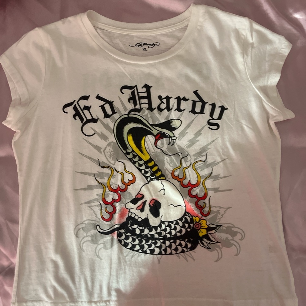 Ed Hardy White Kids Graphic T-Shirt